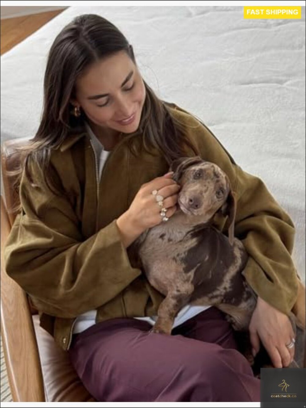 Oversized Faux Suede Bomber Jacket Cropped Batwing Long Sleeve Zip Up - Picture 5 of 7